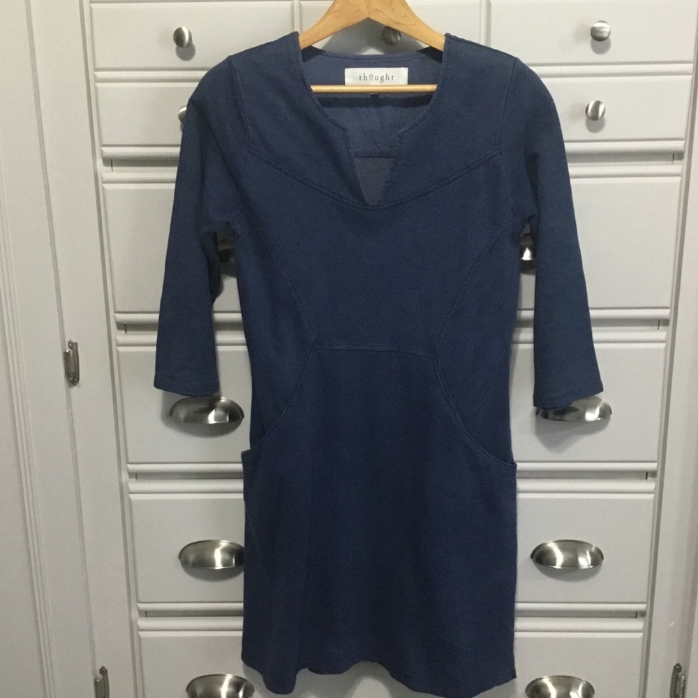 THOUGHT Organic Cotton V Neck Pocket Dress XS